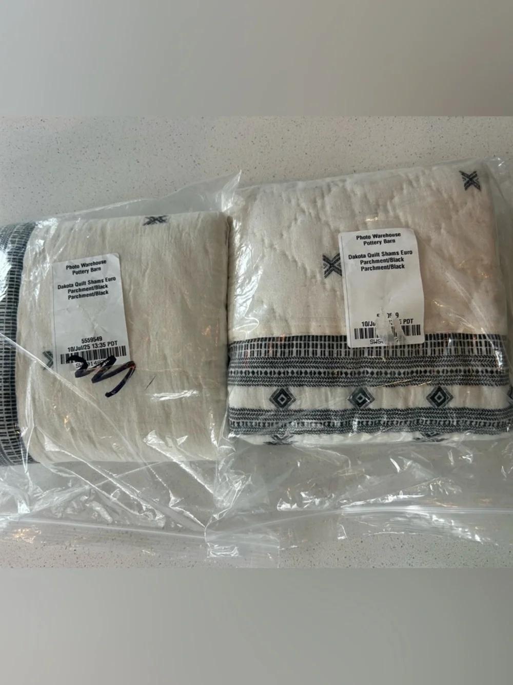 Set of 2 Pottery Barn Dakota Quilted Shams EURO Bundle